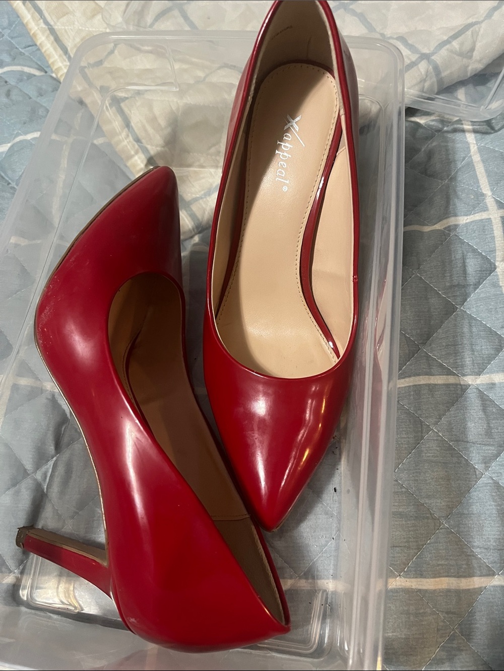 Xappeal Red Patent Pointed-Toe Stiletto Heels